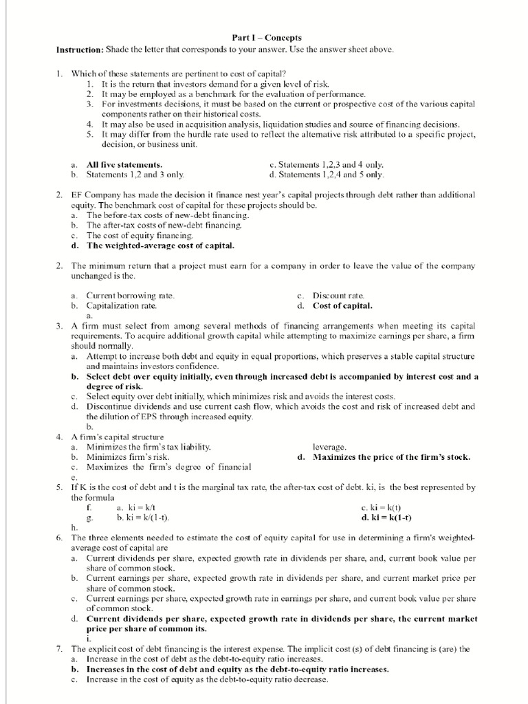 MCQ Cost of Capital 1 | PDF