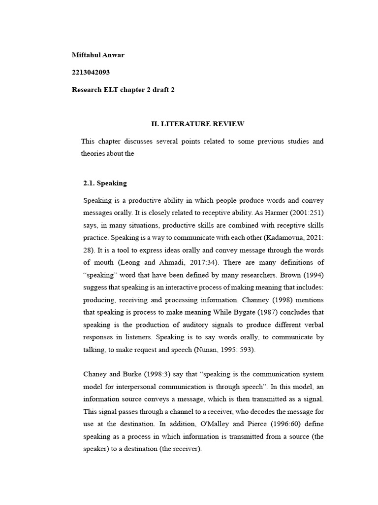 Miftahul Anwar Research ELT Chapter 2 Draft 2 | PDF | Fluency ...