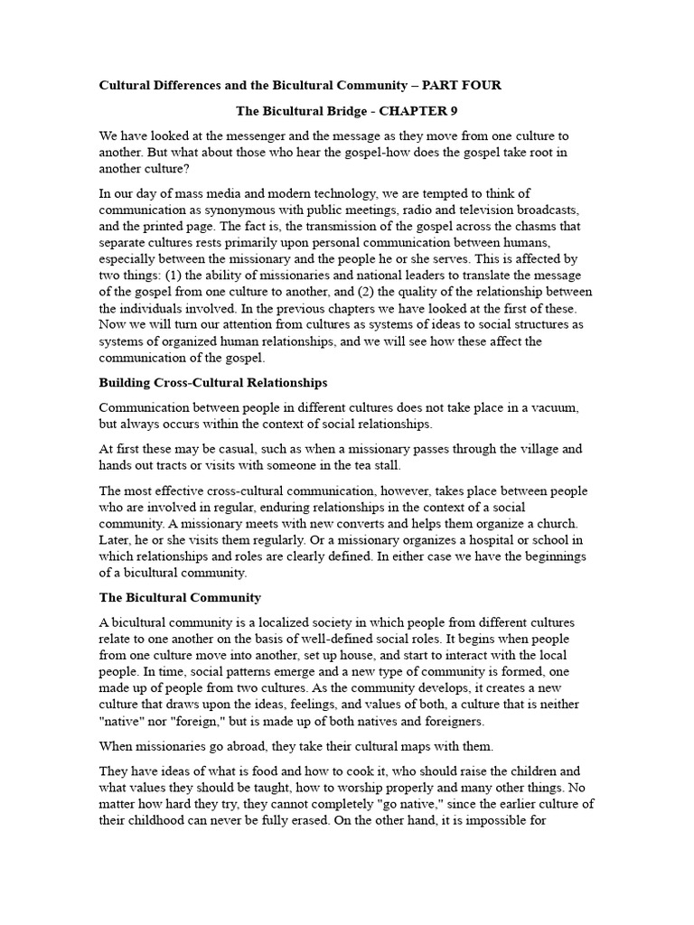 Cultural Differences and The Bicultural Community - Part Four ...