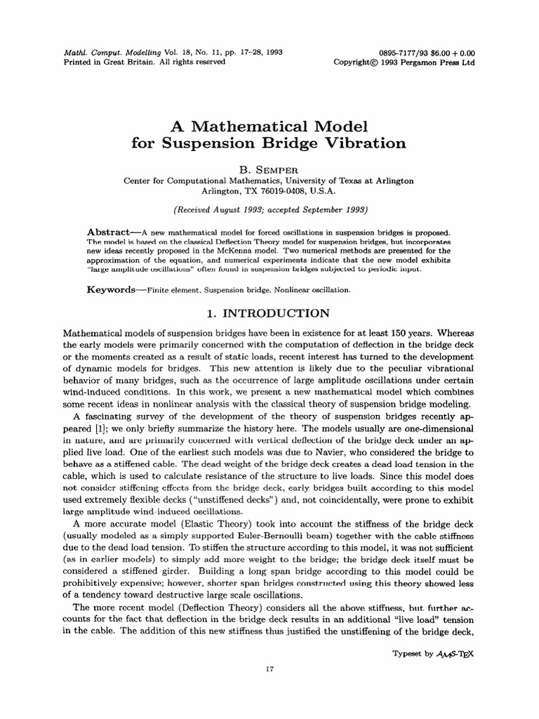 Mathematical Model for Bridge Vibration | PDF | Bridge | Resonance