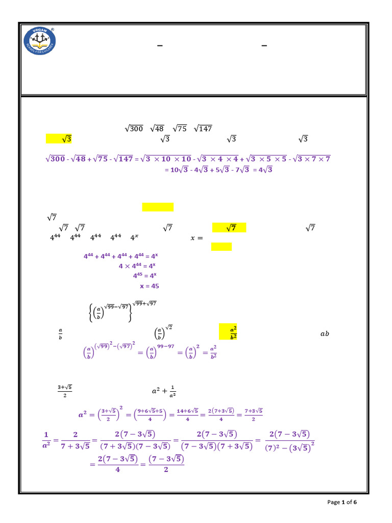 Udgam School For Children | PDF | Numbers | Mathematical Notation
