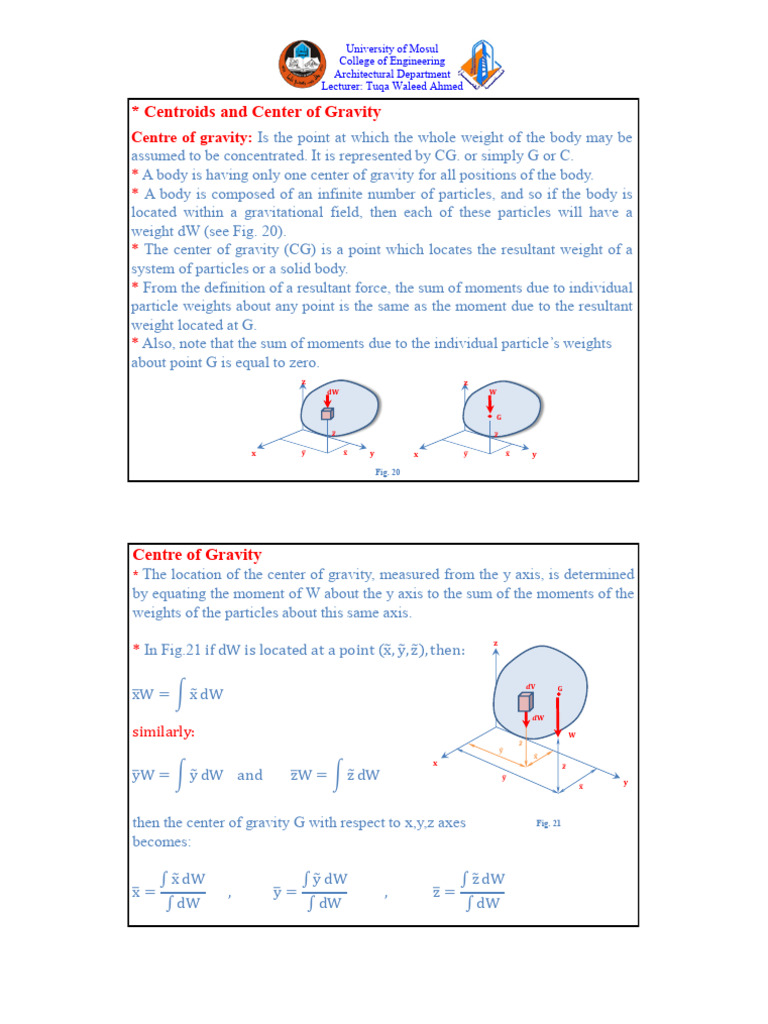 Centroids and Center of Gravity Explained | PDF | Center Of Mass | Area