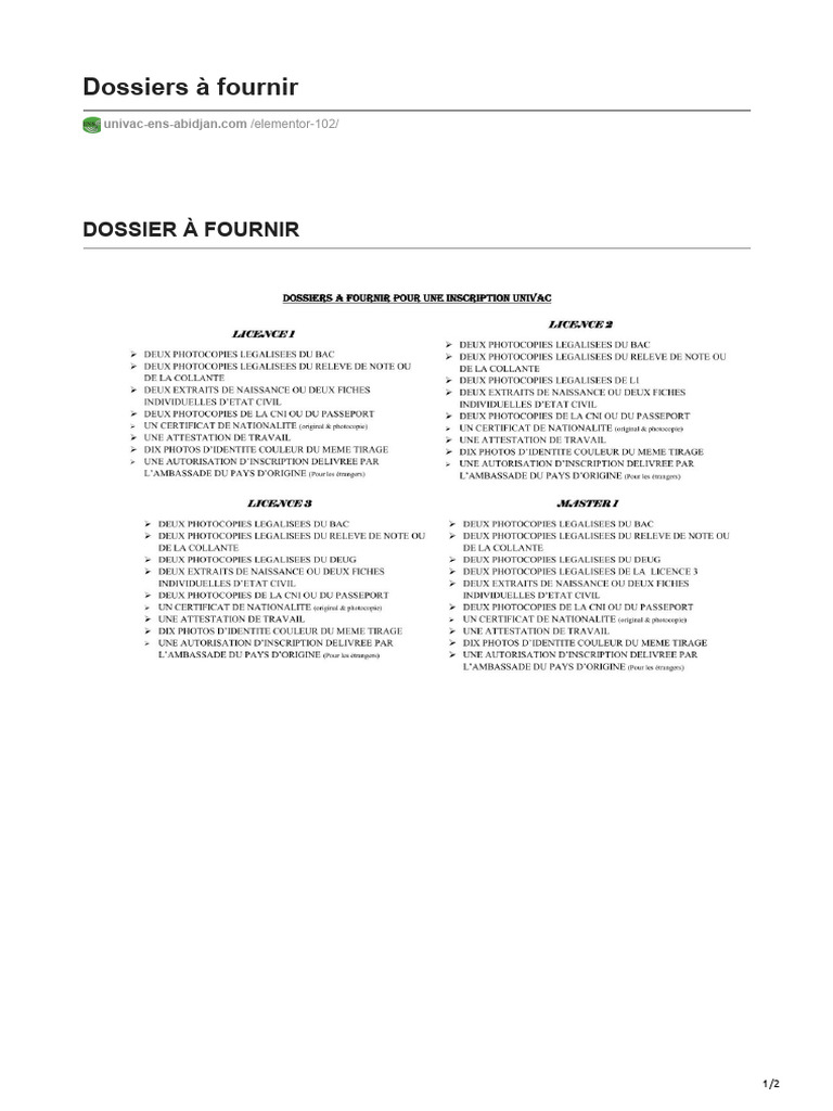 Dossiers À Fournir | PDF