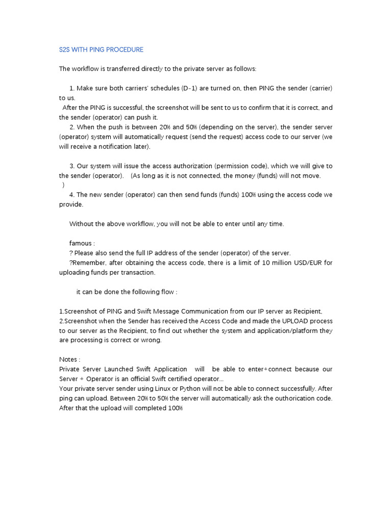 S2S Ping Procedure for Fund Transfers | PDF