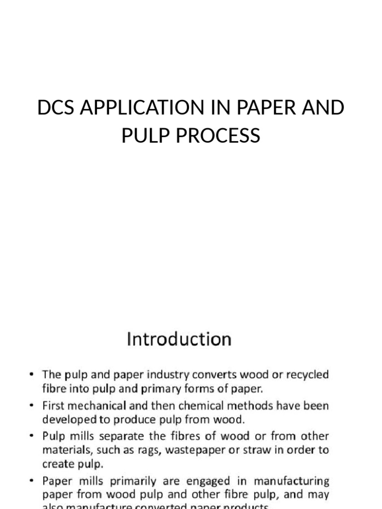 Dcs Application in Paper and Pulp Process | PDF