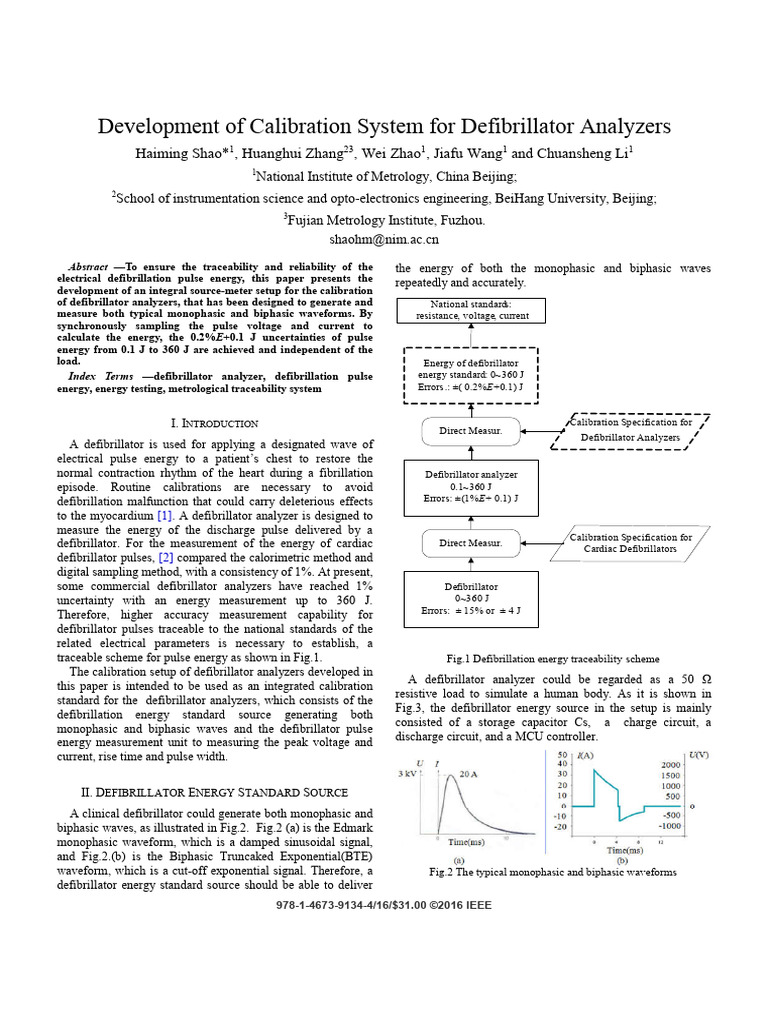 Development of Calibration System For Defibrillator Analyzers | PDF ...