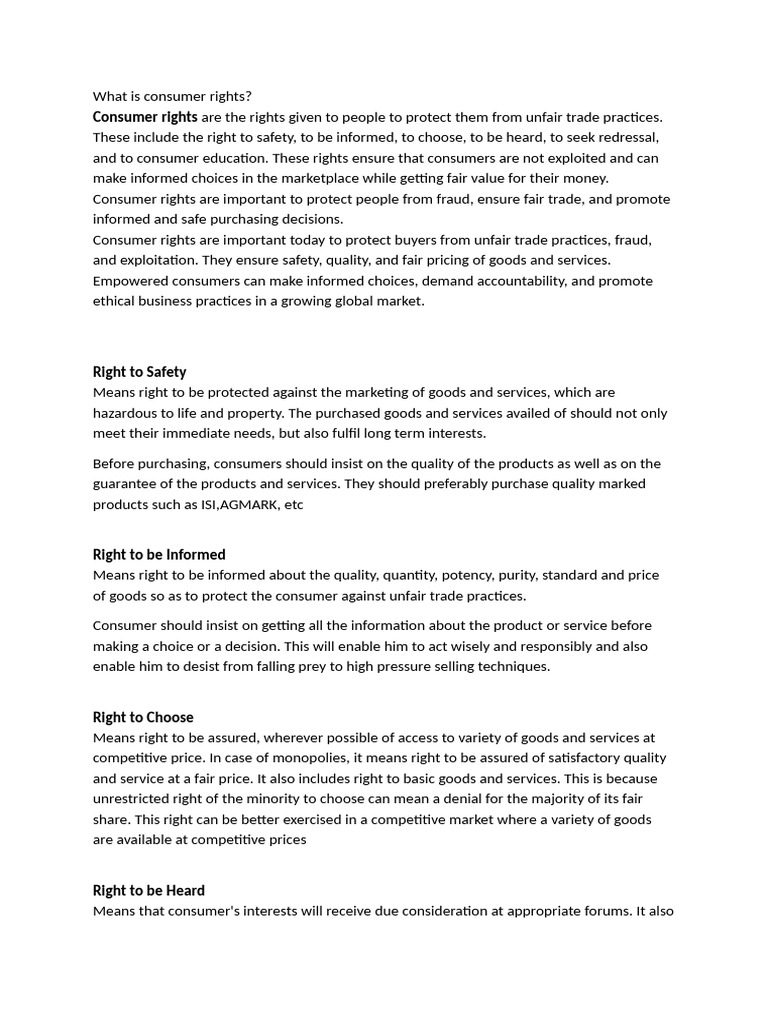 Understanding Consumer Rights Explained | PDF | Consumer Protection ...