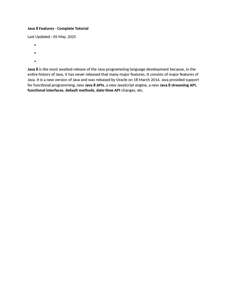Java 8 Features Overview and Tutorial | PDF | Anonymous Function ...