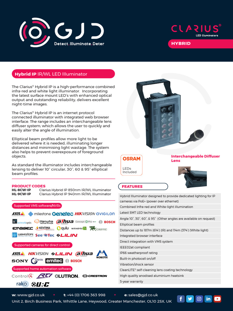 Clarius Hybrid IP IRWL LED Illuminator Datasheet 1 | PDF | Infrared ...