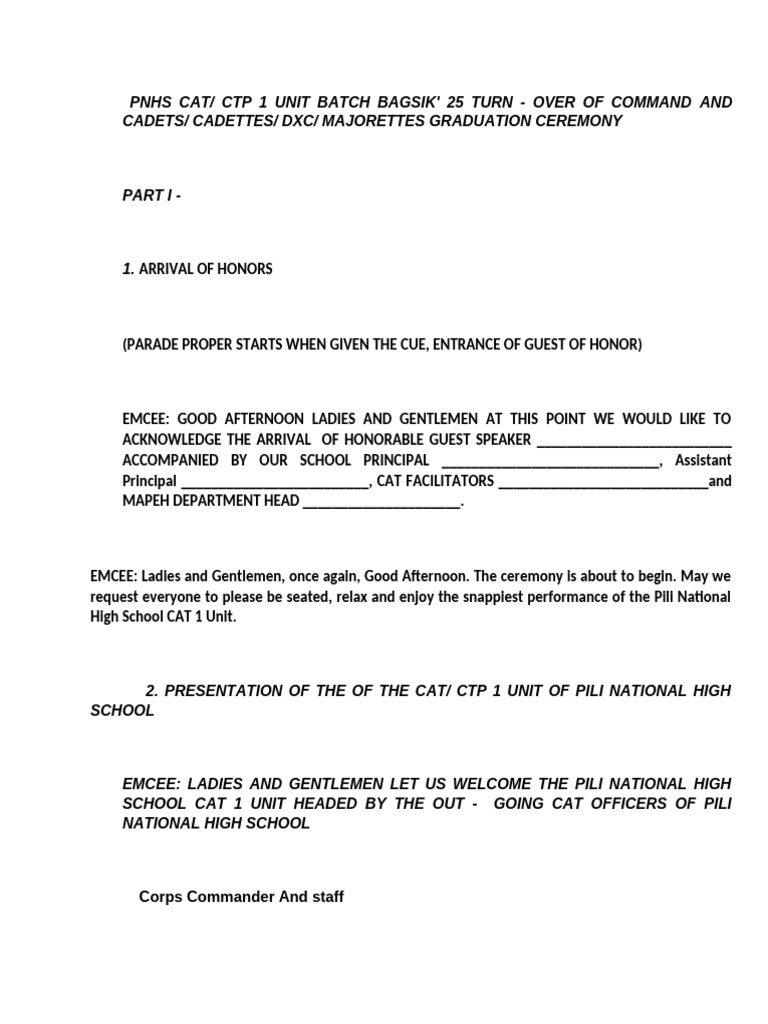 TURN OVER Master of The Ceremony' S | PDF | Military Units And ...