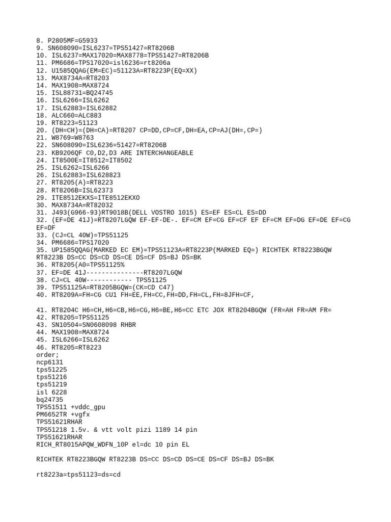 Interchangeable Electronic Components List | PDF
