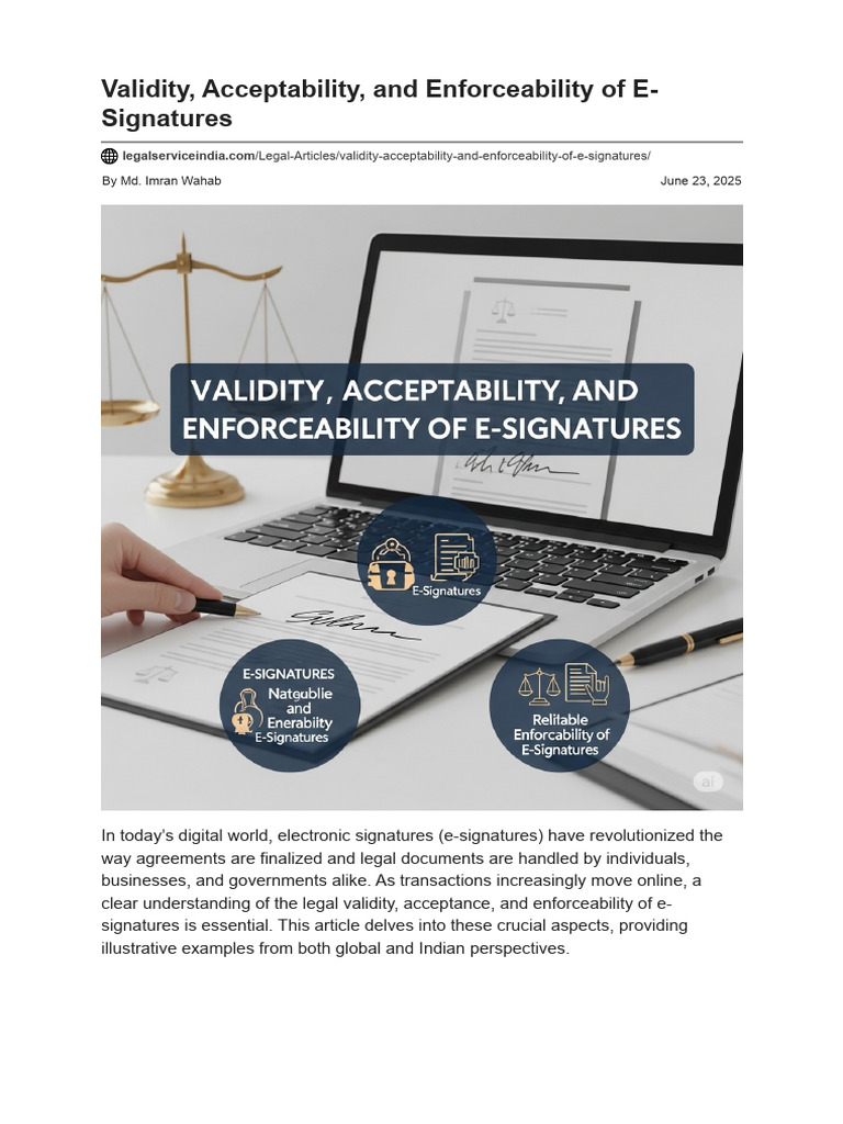 E-Signature Validity in India Explained | PDF