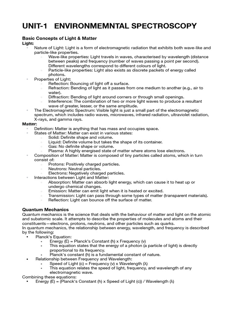 Environmental Spectroscopy Basics | PDF | Electromagnetic Radiation ...