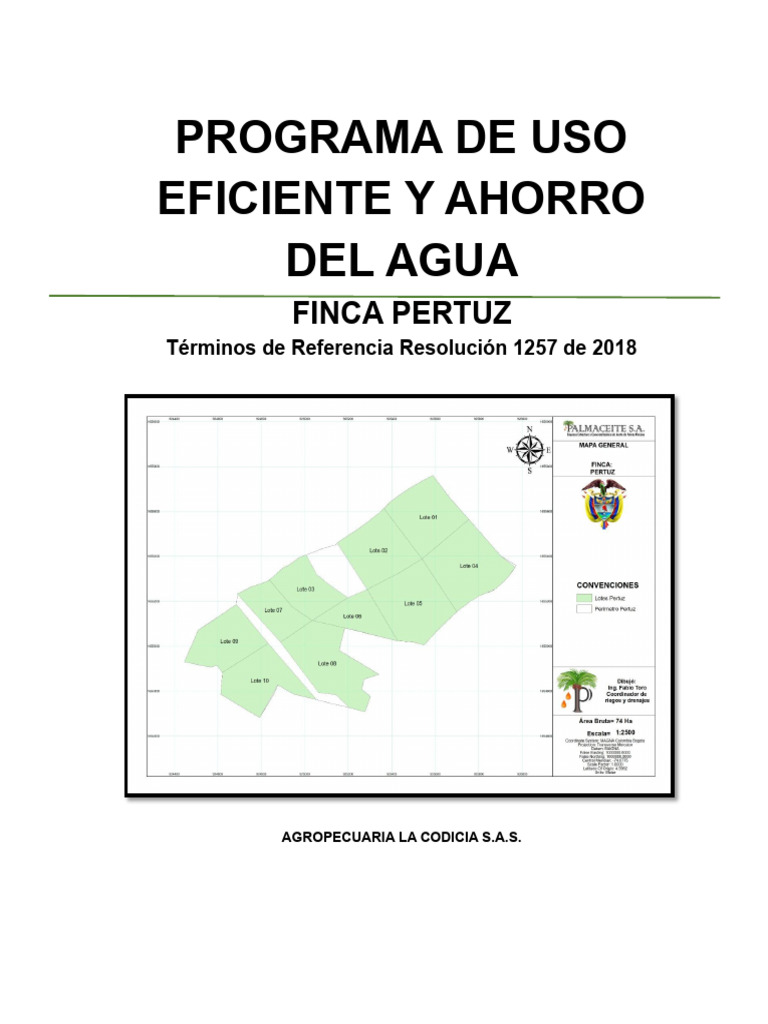 Ahorro y Uso Eficiente del Agua en Finca Pertuz | PDF | Riego | Agua