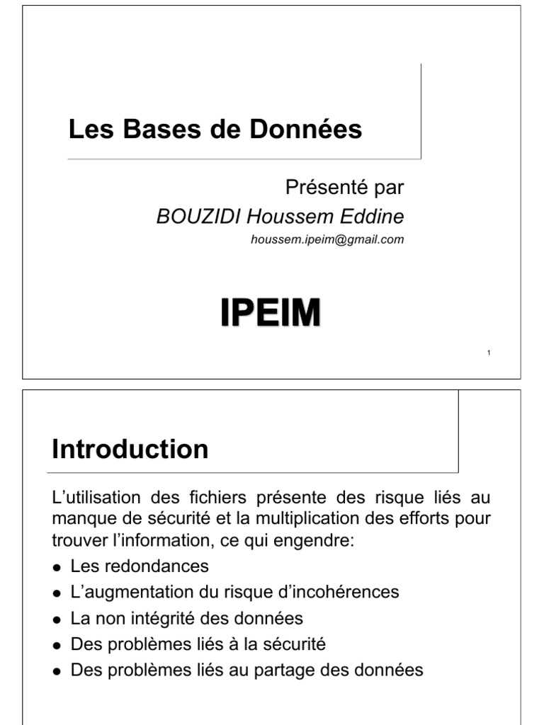 Introduction aux Bases de Données et SGBD | PDF | Bases de données | SQL