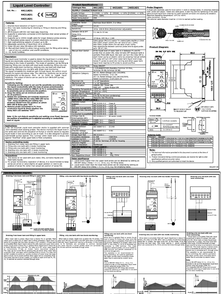 Unipower Level Probe and Relay | PDF