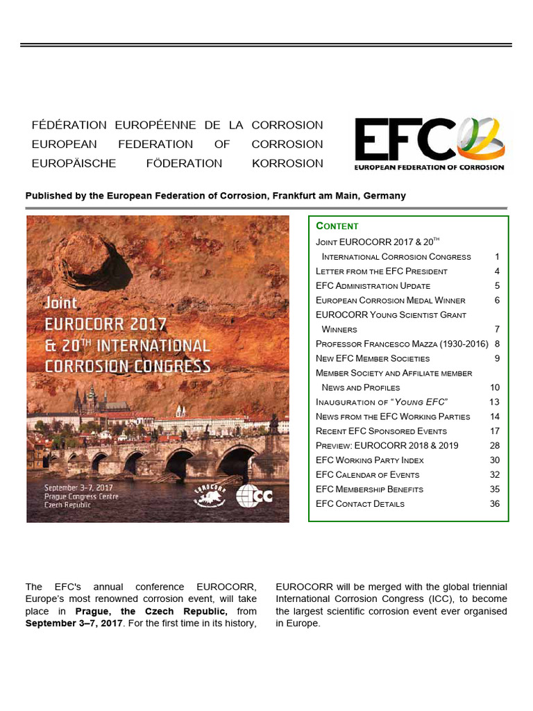 EUROCORR 2017 Congress Overview | PDF | Corrosion | Electrochemistry
