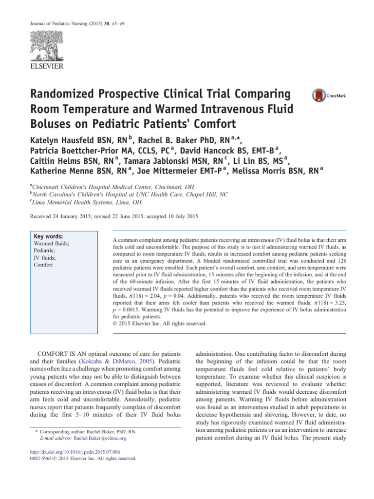Warmed vs Room Temp IV Fluids in Pediatrics | PDF | Intravenous Therapy ...
