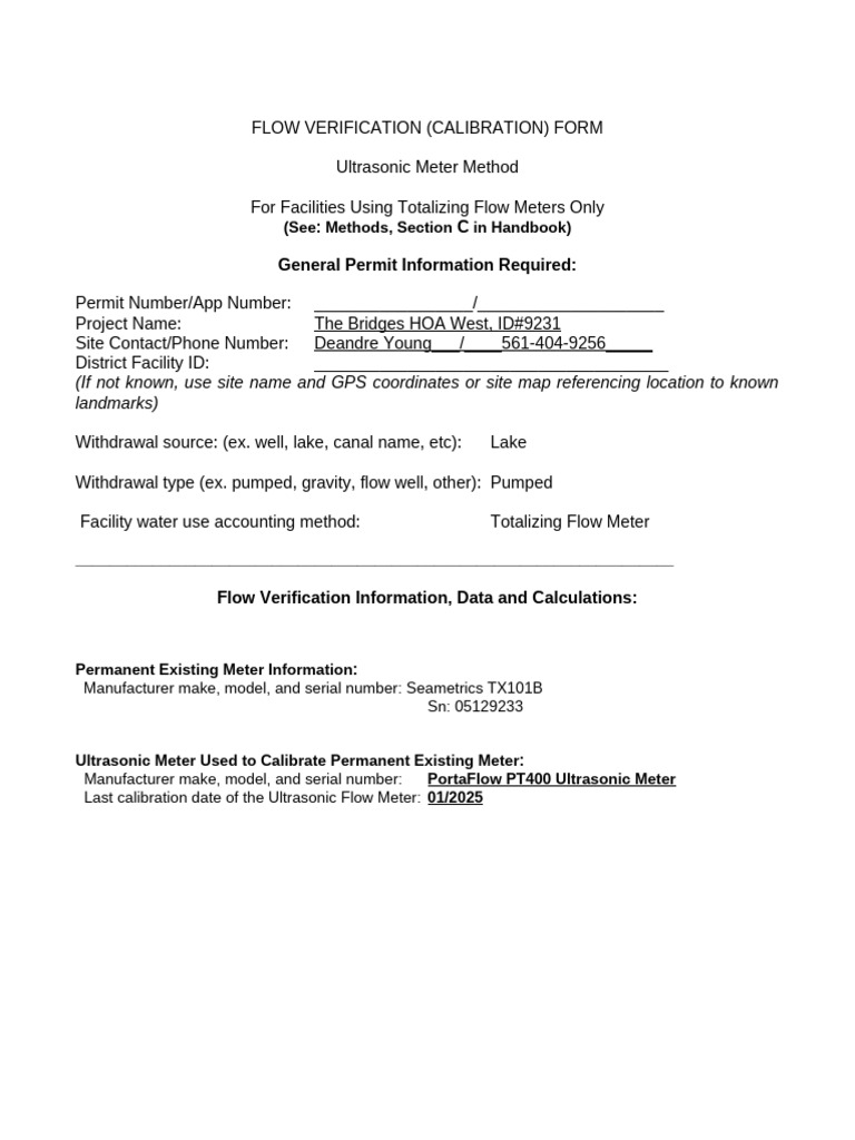 Seametrics API Flow Verification Form | PDF | Flow Measurement | Pump