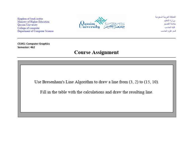 Bresenham's Line Algorithm Assignment | PDF