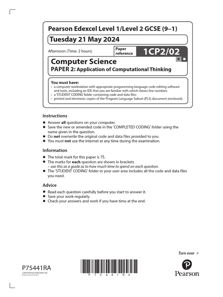 GCSE Computer Science Exam Paper 2024 | PDF | Boolean Data Type | Data Type