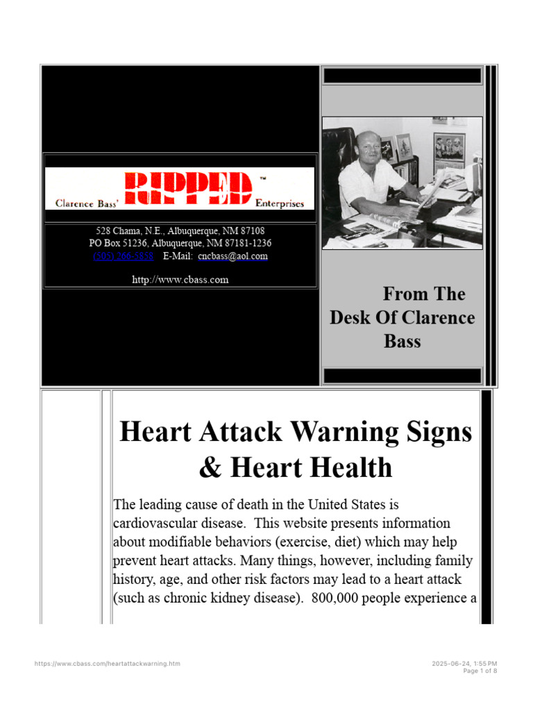Heart Attack Warning Signs | PDF | Diseases And Disorders | Medical ...