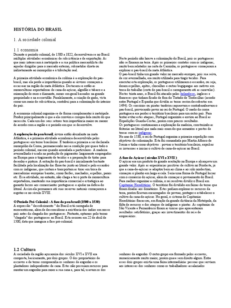 Resumo Historia Do Brasil | PDF | Escravidão