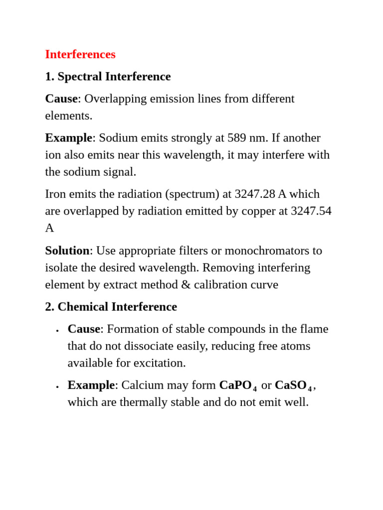 Types of Interferences in Spectroscopy | PDF
