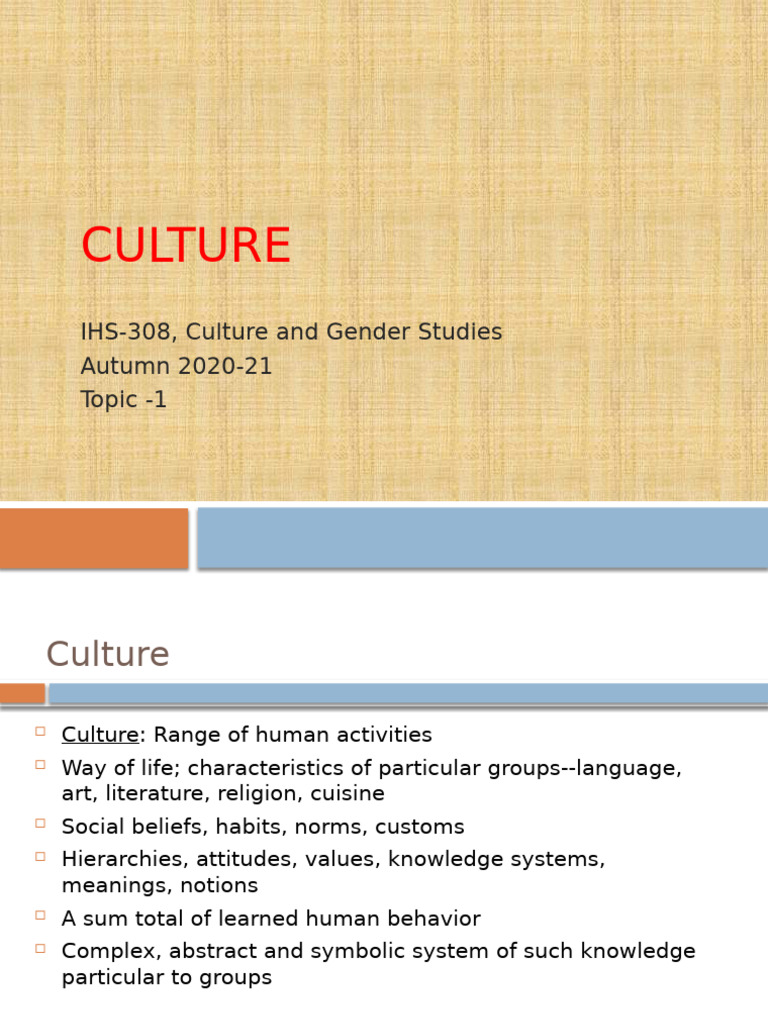 Topic 1. Understanding Culture | PDF | Knowledge | Gender