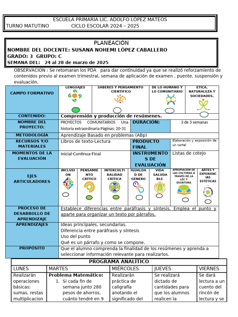 Semana Del 24 Al 28 de Marzo 2025 | PDF | Sustentabilidad | Empatía