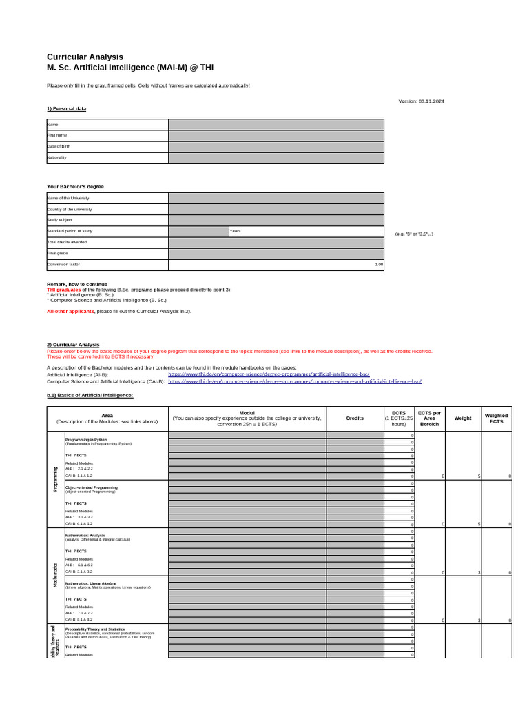 Curricular Analysis for AI Programs at THI | PDF | Statistics | Machine ...