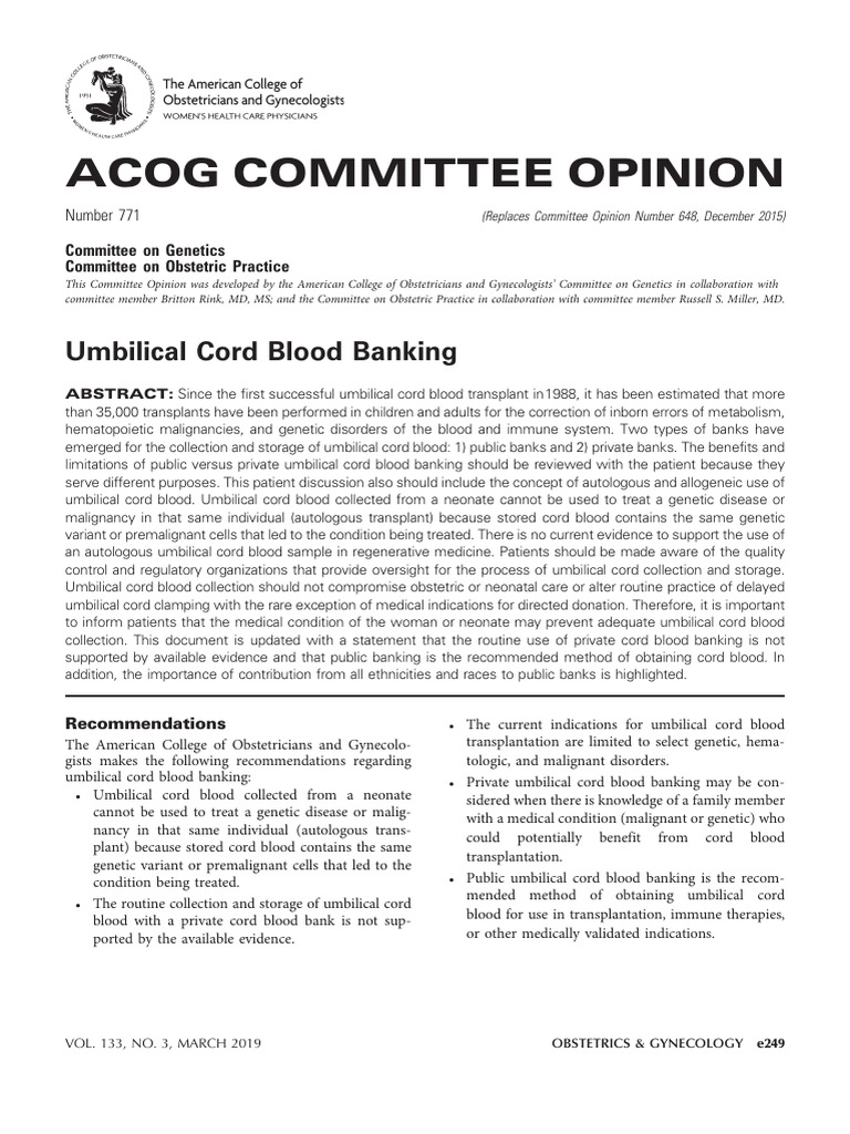 Umbilical Cord Blood Banking | PDF | Hematopoietic Stem Cell ...