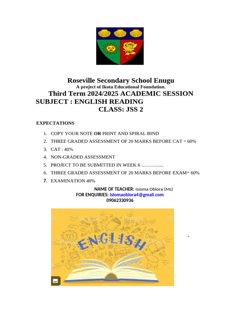 JSS 2 English Reading Scheme Overview | PDF | Idiom | Semantics