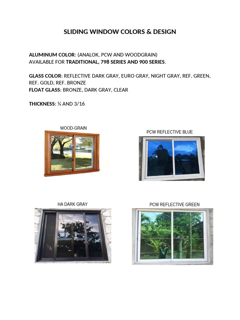 Sliding Window Colors and Designs | PDF