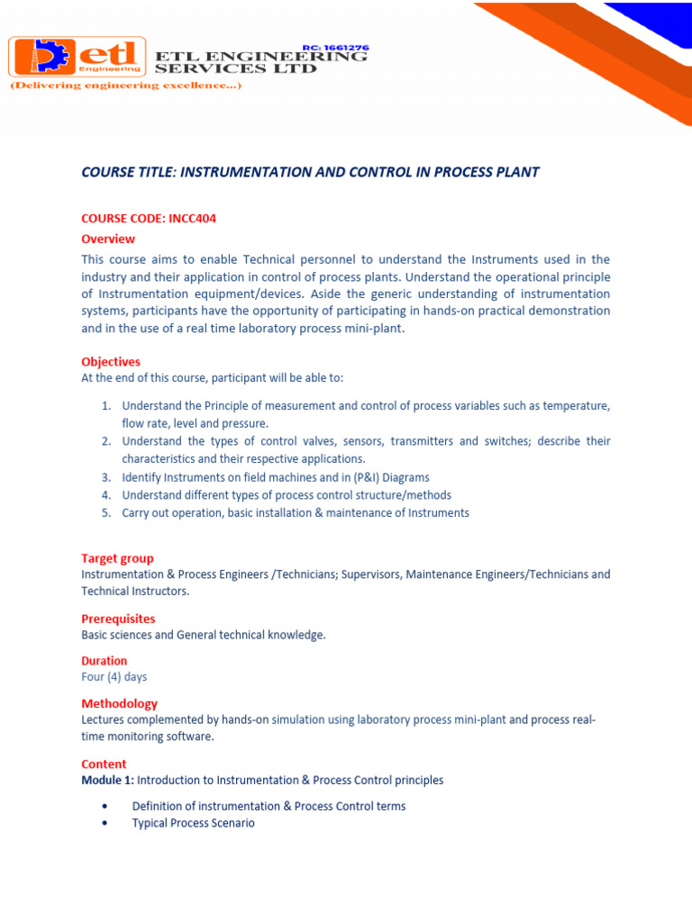 Process Plant Instrumentation Course | PDF | Flow Measurement ...