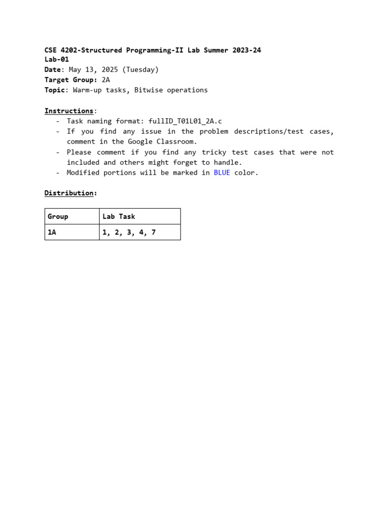 C Lab: Bitwise Operations Tasks | PDF | Integer (Computer Science ...