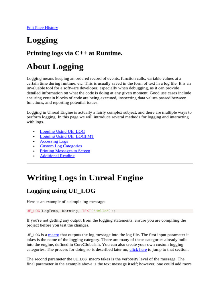 Unreal Log Verbosity Explained | PDF | Parameter (Computer Programming ...