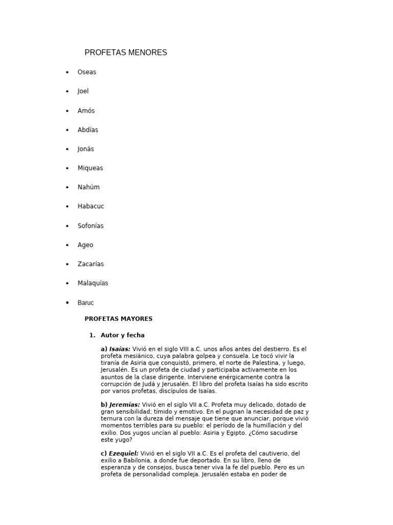 Los 13 Profetas Menores en la Biblia | PDF | Doce profetas menores ...