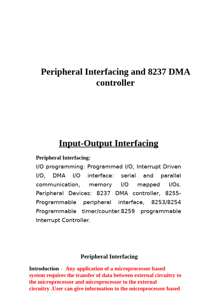 Peripheral Interfacing with 8237 DMA Controller | PDF | Input/Output ...