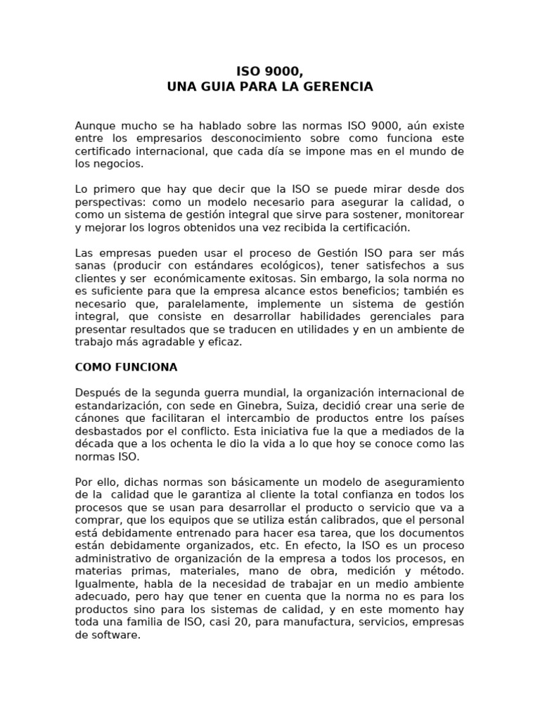 Guía de ISO 9000 para Empresas | PDF | Calidad (comercial) | Business