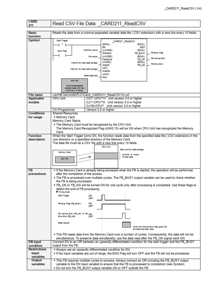 CARD211 ReadCSV | PDF | Computer File | Input/Output
