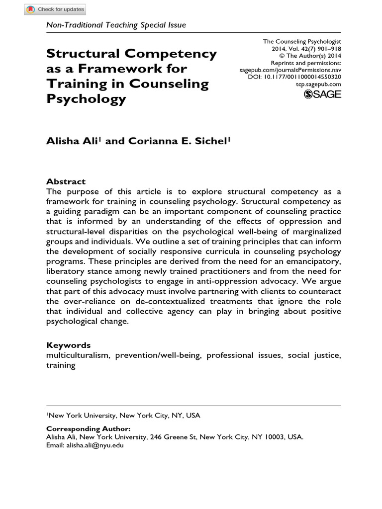 Structural Competency in Counseling Psychology | PDF | Psychology ...