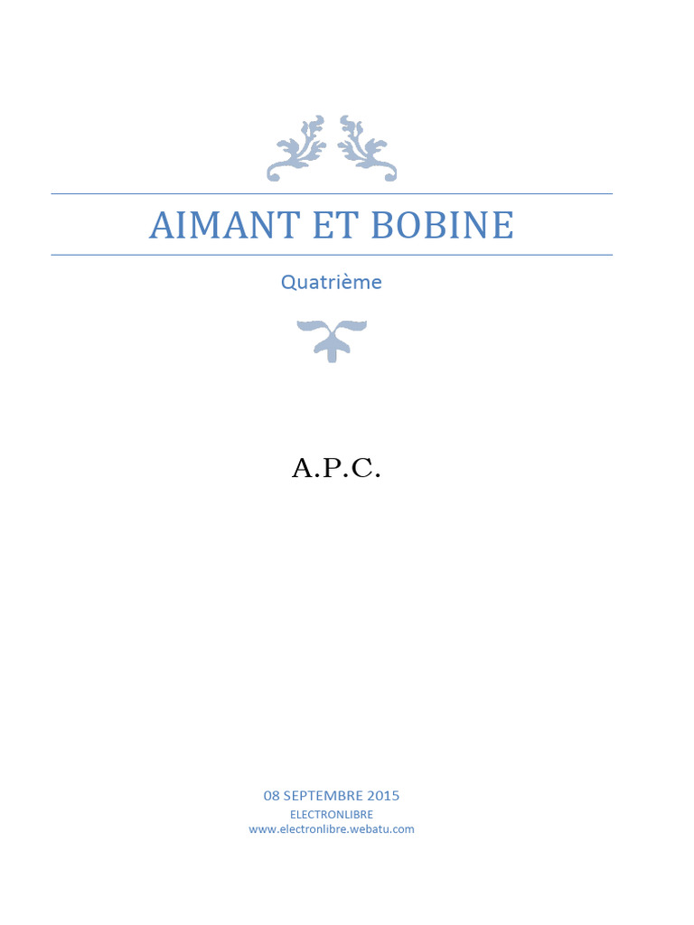Aimant et bobine en 4ème PDF Aimant permanent Champ magnétique — free download