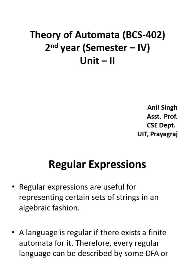 Regular Expressions in Automata Theory | PDF | Regular Expression ...