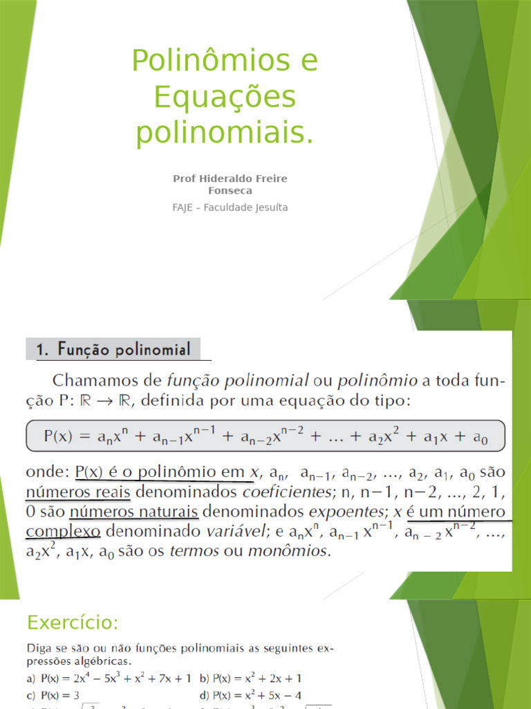 Polinômios e Equações Polinomiais | PDF