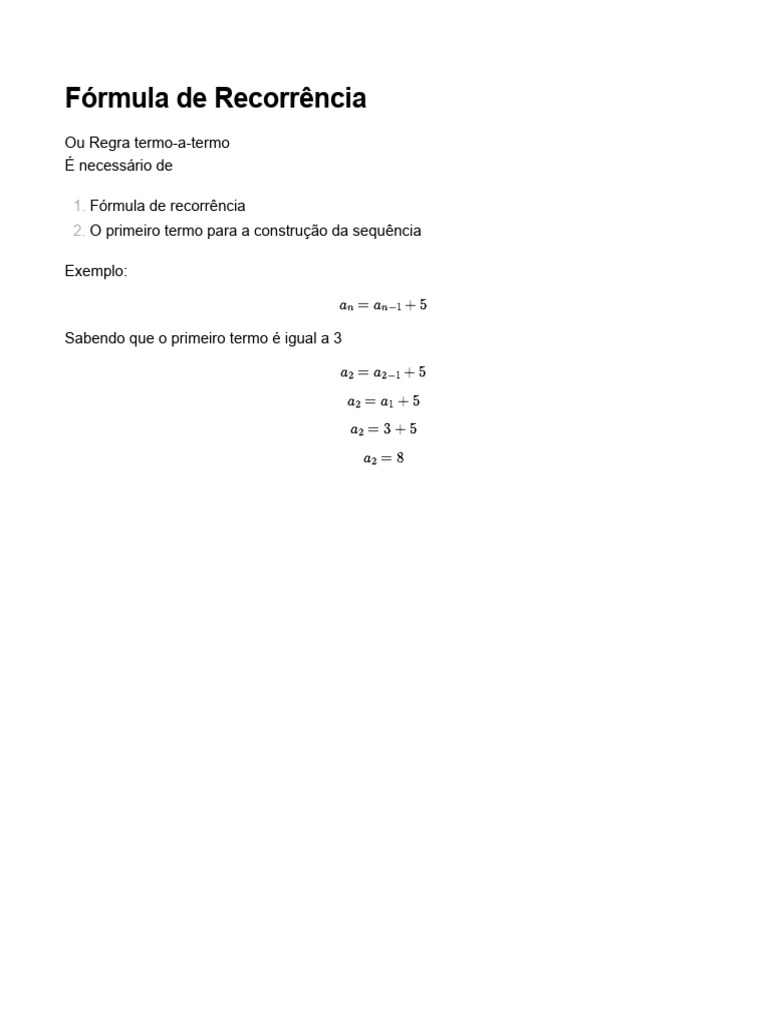 Fórmula de Recorrência | PDF