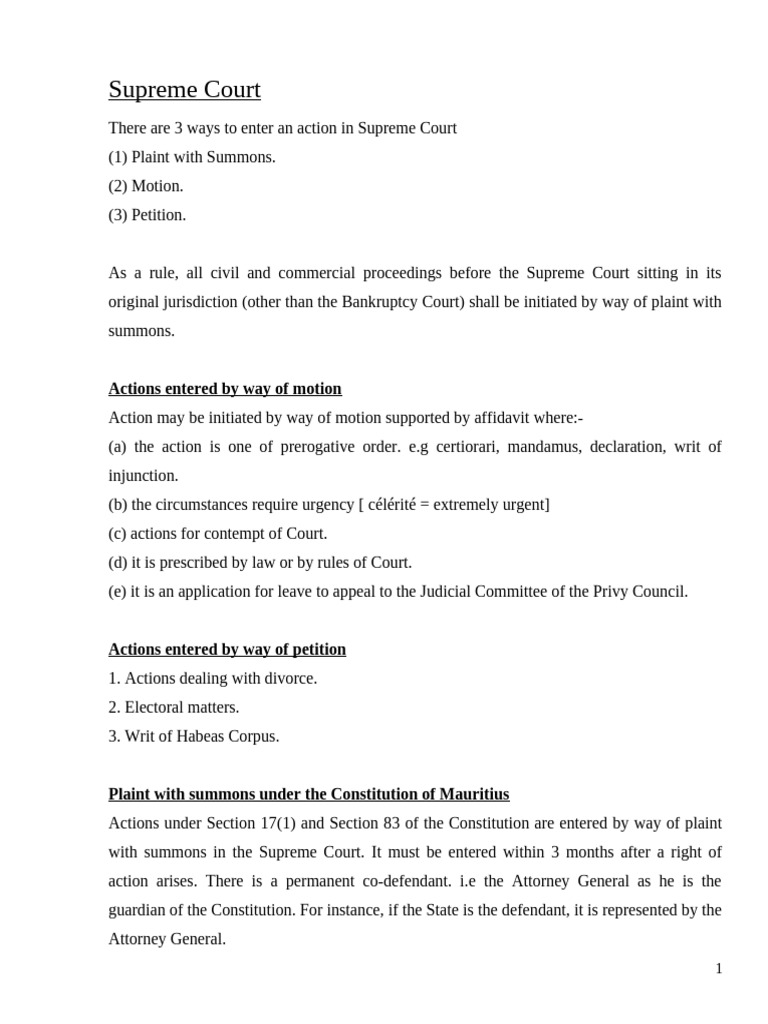 Supreme Court Action Entry Methods | PDF | Pleading | Summons