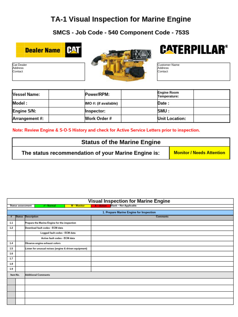 Marine Engine Visual Inspection Guide | PDF | Engines | Pump
