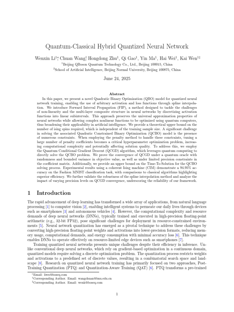 Quantum-Classical Hybrid Quantized Neural Network | PDF | Spline ...