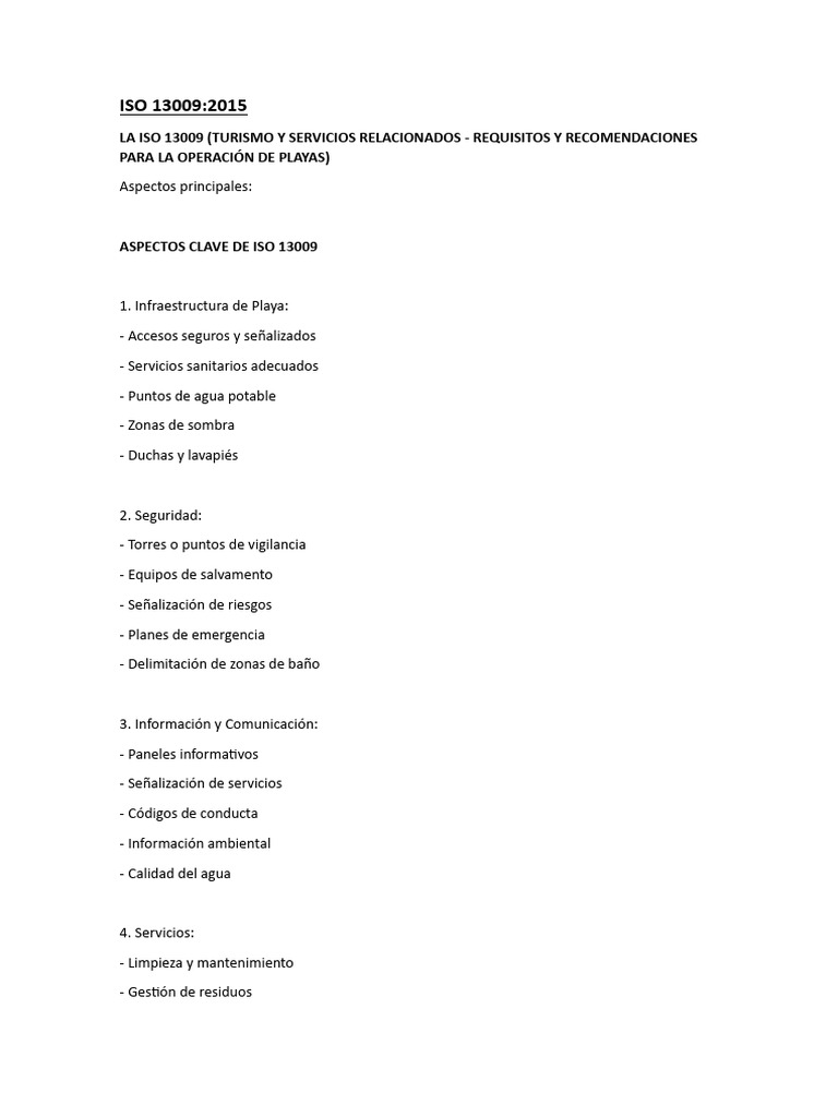 ISO 13009 Resumen y Requisitos | PDF | Infraestructura | Agua
